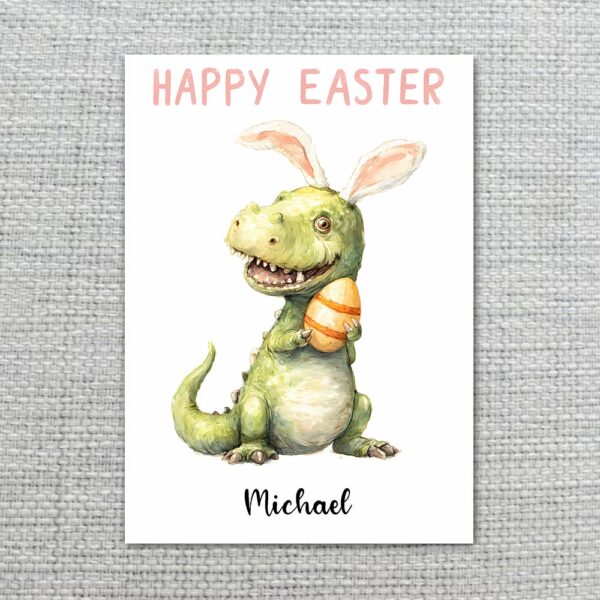 Smiling Dinosaur Easter Joke Card Cute Green Reptile Editable Pdf Greeting Download