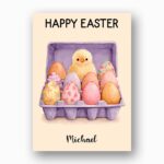 Sweet Pink Egg Carton Baby Chick Card Cute Easter Nest Last Minute Digital Greeting