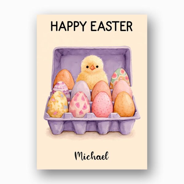 Sweet Pink Egg Carton Baby Chick Card Cute Easter Nest Last Minute Digital Greeting