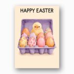 Sweet Pink Egg Carton Baby Chick Card Cute Easter Nest Last Minute Digital Greeting