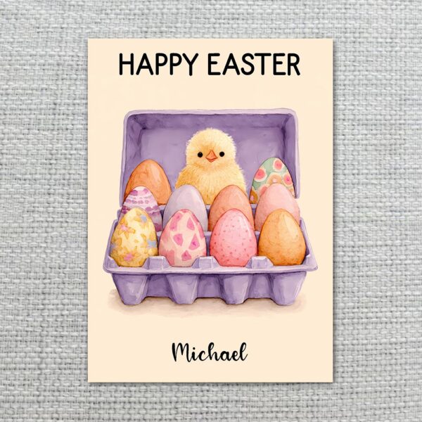Sweet Pink Egg Carton Baby Chick Card Cute Easter Nest Last Minute Digital Greeting
