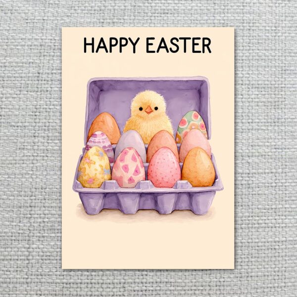 Sweet Pink Egg Carton Baby Chick Card Cute Easter Nest Last Minute Digital Greeting