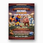 Tailgate Party American Football Mascot Instant Access Editable Stationery