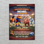 Tailgate Party American Football Mascot Instant Access Editable Stationery