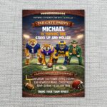 Tailgate Party Football Sports Stadium Field Mascots Instant Digital Download Card