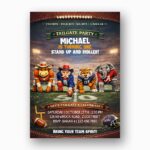 Tailgate Party Invitation Animal Mascots Football High Resolution Printable Card