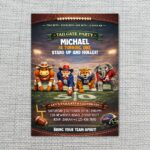 Tailgate Party Invitation Animal Mascots Football High Resolution Printable Card