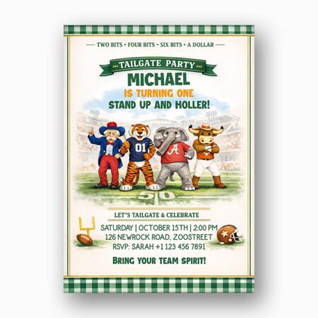 Tailgate Party Invitation College Mascots Customizable Printable Celebration Card