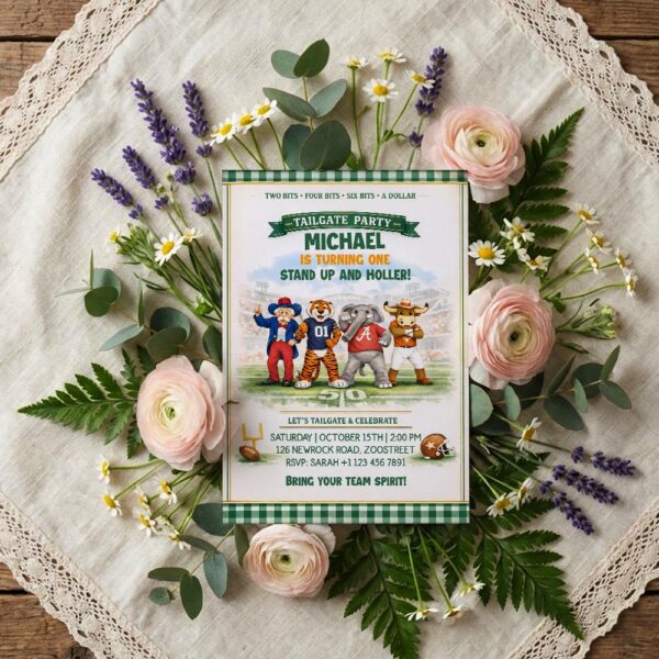 Tailgate Party Invitation College Mascots Customizable Printable Celebration Card
