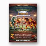 Tailgate Party Invitation Football Players Mascot Action Downloadable Artistic Card