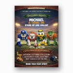 Tailgate Party Invitation Mascot Football Professional Quality Printable Card