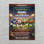 Tailgate Party Invitation Mascot Football Professional Quality Printable Card