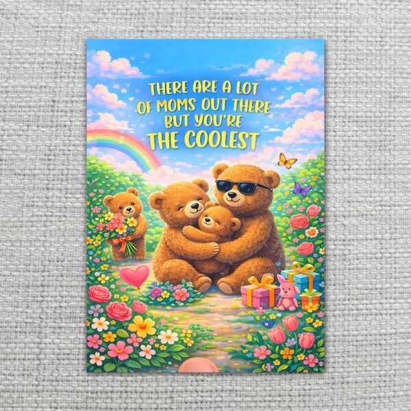 There Are A Lot Of Moms But You Are The Coolest Bear Rainbow Flower Forest Home Print Floral Card