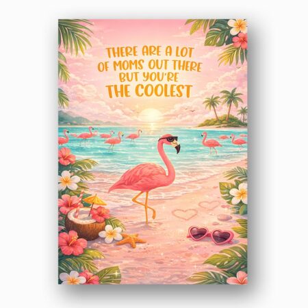 There Are A Lot Of Moms But You Are The Coolest Flamingo Tropical Beach Ocean Diy Celebration Card Download