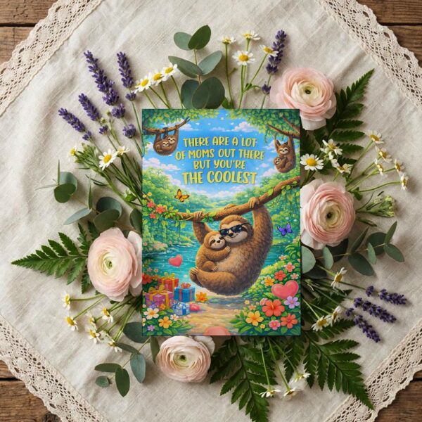 There Are A Lot Of Moms But You Are The Coolest Sloth Jungle Forest Flowers Instant Access Editable Stationery