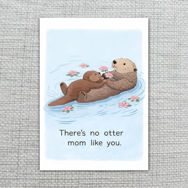 Theres No Otter Mom Like You Sea Otters Floating Pun Diy Printable Card Stationery