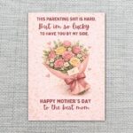 This Parenting Shit Is Hard Mothers Day Pink Rose Bouquet Best Mom Editable High Quality Stationery