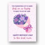 This Parenting Shit Is Hard Mothers Day Purple Flower Bouquet Pink Ribbon Editable High Quality Stationery