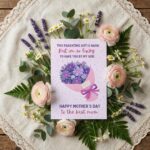 This Parenting Shit Is Hard Mothers Day Purple Flower Bouquet Pink Ribbon Editable High Quality Stationery
