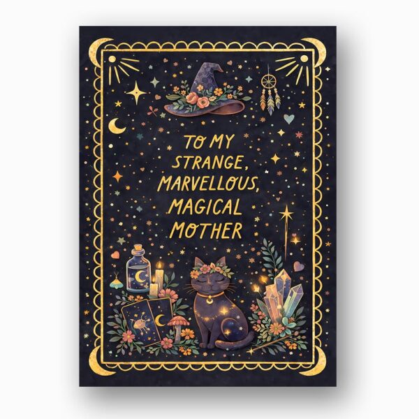 v Mother Black Cat Moon Art Home Office Printable Greeting