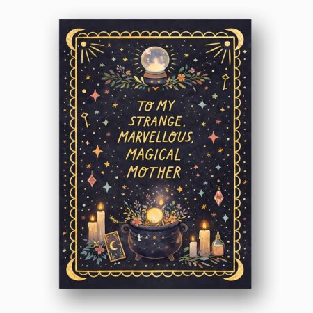 To My Strange Marvellous Magical Mother Celestial Cauldron Art Editable Digital Greeting Template