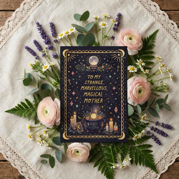 To My Strange Marvellous Magical Mother Celestial Cauldron Art Editable Digital Greeting Template