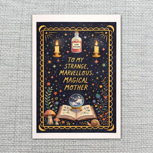 To My Strange Marvellous Magical Mother Witchy Book Crystal High Resolution Botanical Print