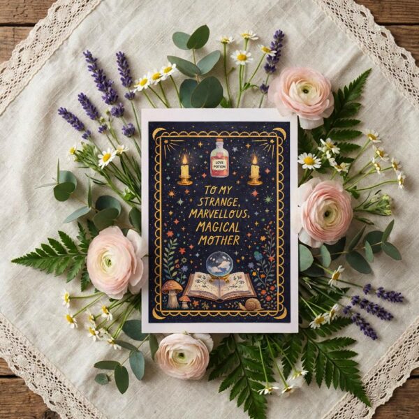 To My Strange Marvellous Magical Mother Witchy Book Crystal High Resolution Botanical Print