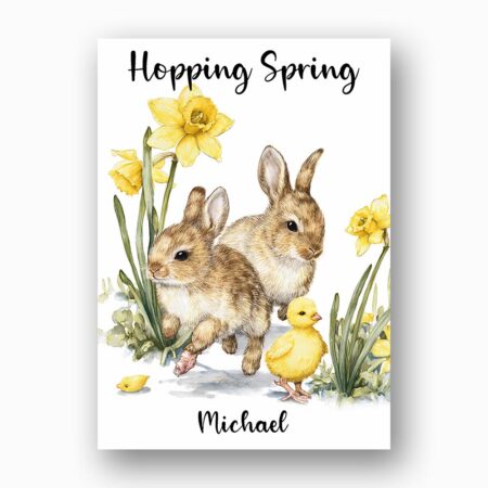 Trio of Bunnies Chicks Card Rustic Farmhouse Spring Wildlife Instant Access Greeting Card