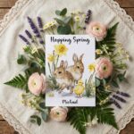 Trio of Bunnies Chicks Card Rustic Farmhouse Spring Wildlife Instant Access Greeting Card