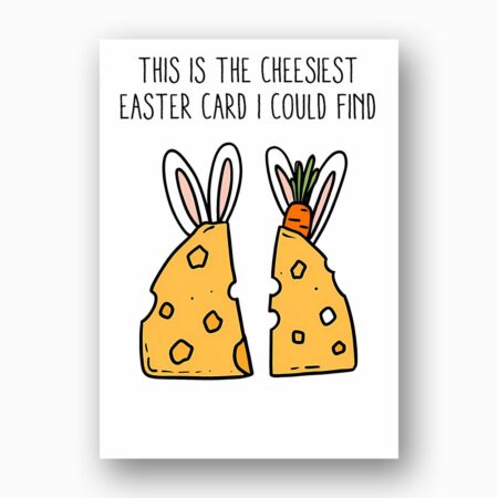 Two Cheese Slices Bunny Ears Easter Card Cute Cheesiest Pun Art Editable Botanical Gift Card