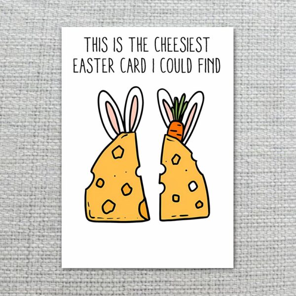 Two Cheese Slices Bunny Ears Easter Card Cute Cheesiest Pun Art Editable Botanical Gift Card