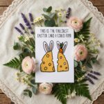 Two Cheese Slices Bunny Ears Easter Card Cute Cheesiest Pun Art Editable Botanical Gift Card