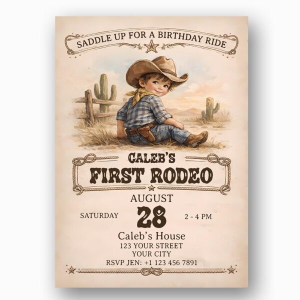 Vintage Cowboy Desert Western Boy High Resolution Printable Card