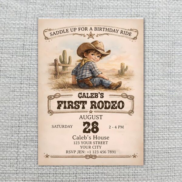 Vintage Cowboy Desert Western Boy High Resolution Printable Card