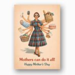 Vintage Multitasking Super Mom Illustration Happy Mothers Day Professional 300 Dpi Download