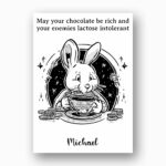 Vintage Style Coffee Bunny Card Rich Chocolate Punny Greeting Instant Download Greeting