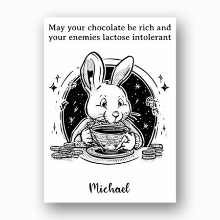 Vintage Style Coffee Bunny Card Rich Chocolate Punny Greeting Instant Download Greeting