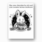 Vintage Style Coffee Bunny Card Rich Chocolate Punny Greeting Instant Download Greeting