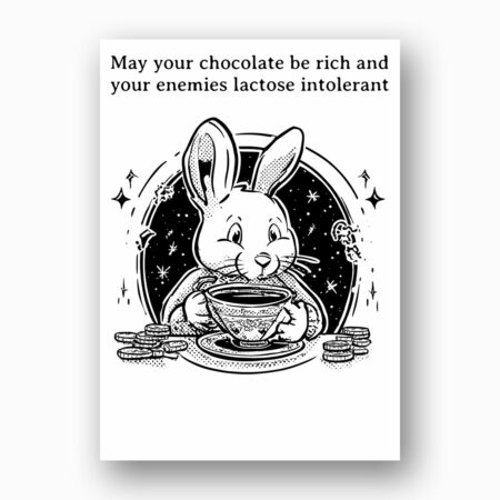 Vintage Style Coffee Bunny Card Rich Chocolate Punny Greeting Instant Download Greeting