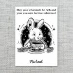 Vintage Style Coffee Bunny Card Rich Chocolate Punny Greeting Instant Download Greeting