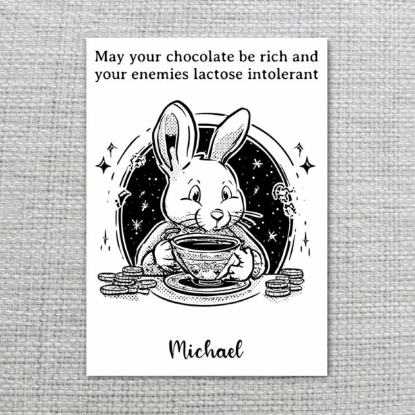 Vintage Style Coffee Bunny Card Rich Chocolate Punny Greeting Instant Download Greeting