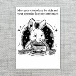 Vintage Style Coffee Bunny Card Rich Chocolate Punny Greeting Instant Download Greeting