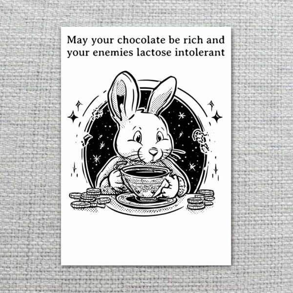 Vintage Style Coffee Bunny Card Rich Chocolate Punny Greeting Instant Download Greeting