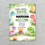 Watercolor Dinosaur Greenery Volcano Personalizable Digital Print