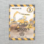 Welcome Birthday Construction Site Excavator Dump Truck Editable Home Printing File