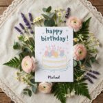 Whimsical Bunny Birthday Celebration Card Pastel Spring Birthday Downloadable Home Print Card