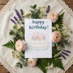 Whimsical Bunny Birthday Celebration Card Pastel Spring Birthday Downloadable Home Print Card