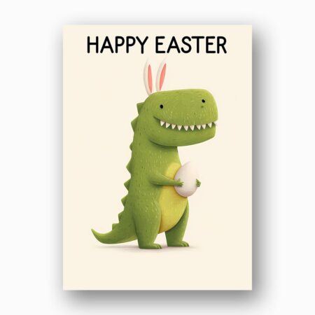 Whimsical Dino Bunny Illustration Pastel Green Aesthetic Customizable Watercolor Greeting