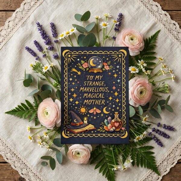 Witchy To My Strange Marvellous Magical Mother Alchemy Illustration Editable Digital Greeting Template
